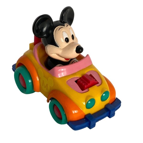 Disney Mickey Mouse Yellow Racer Car Windup Toy - Picture 7 of 13